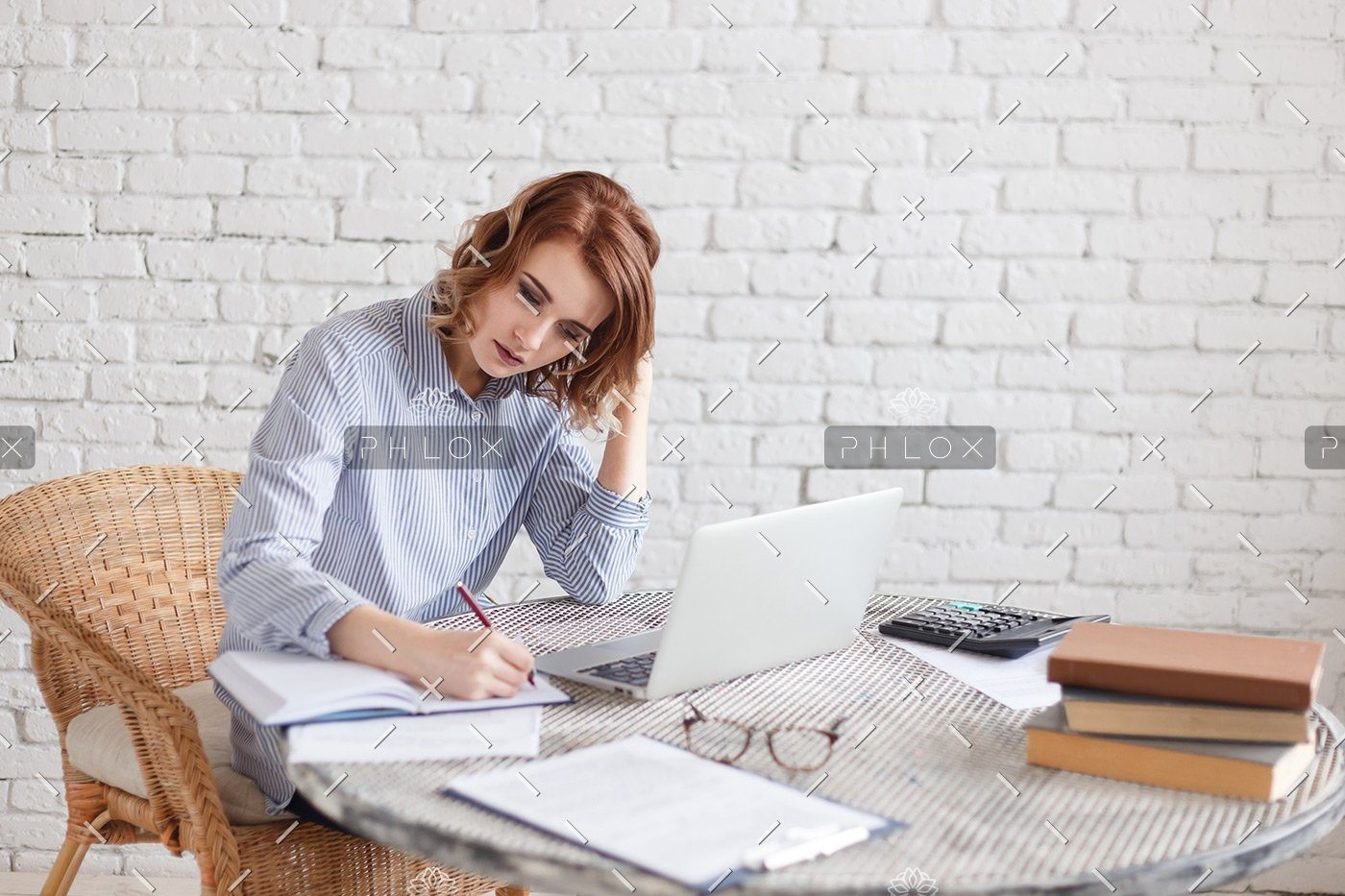 Woman Freelancer Female Hands With Pen Writing On P369BAX1