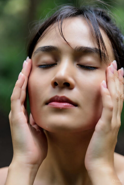 A person with short dark hair and a contemplative expression, standing outdoors with soft bokeh lights in the background.