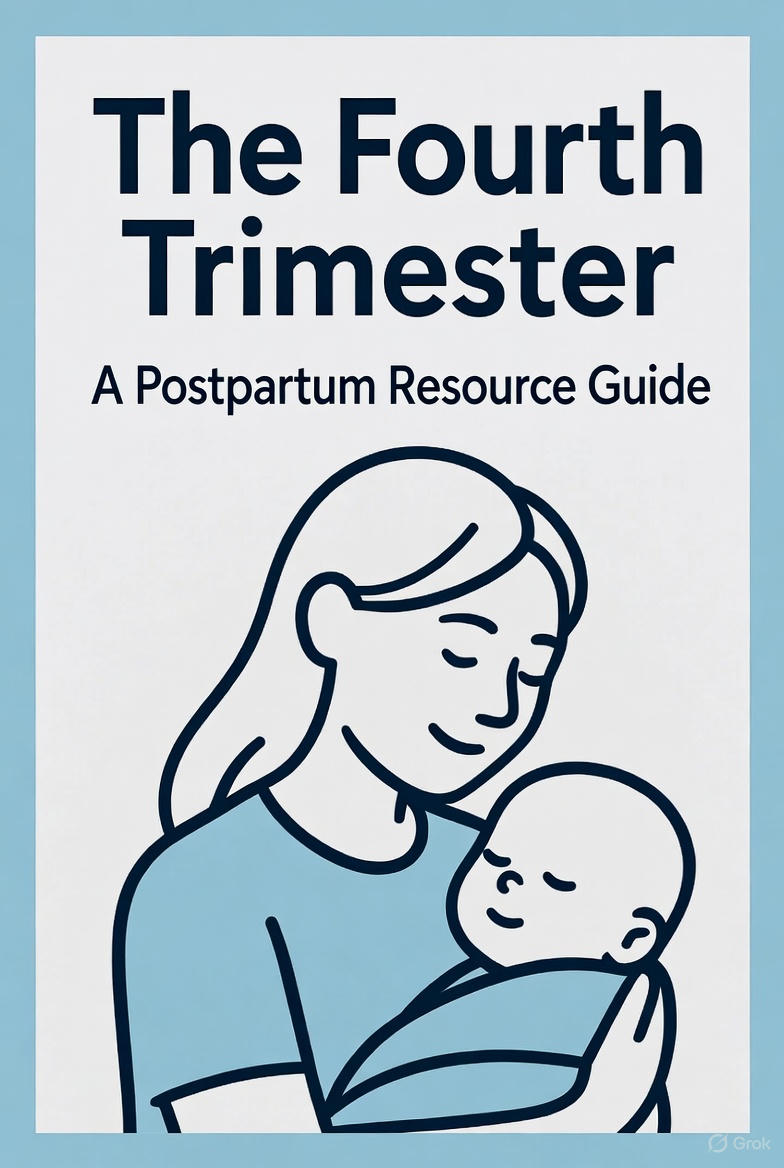 A featured image with the text "Fourth Trimester" on a beige background with a decorative border.