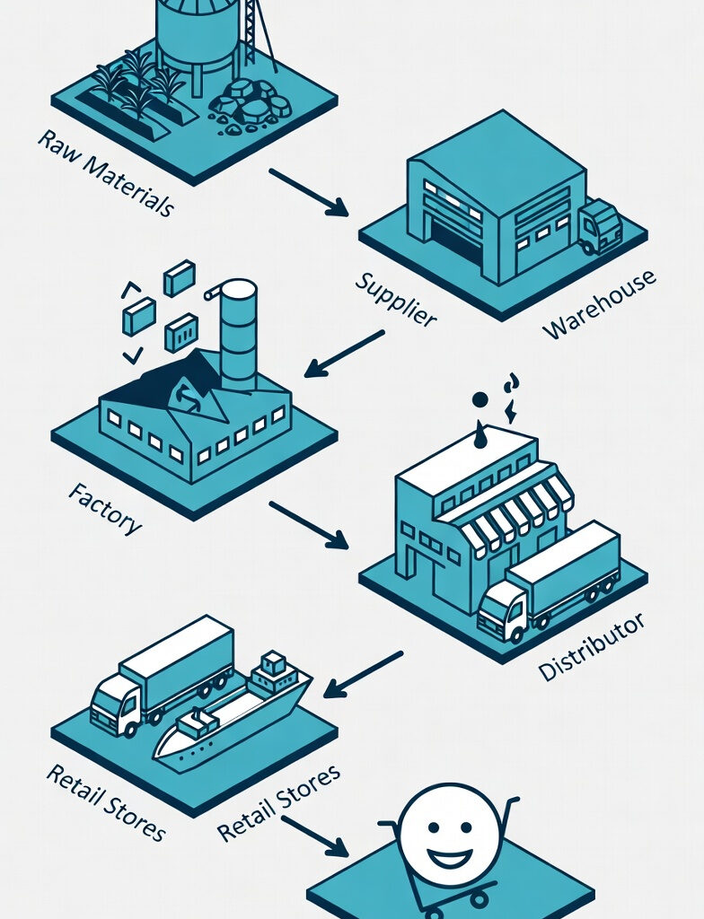 Futuristic holographic globe with glowing blue and purple digital network representing global supply chain management, surrounded by data dashboards, logistics icons, and connected nodes.