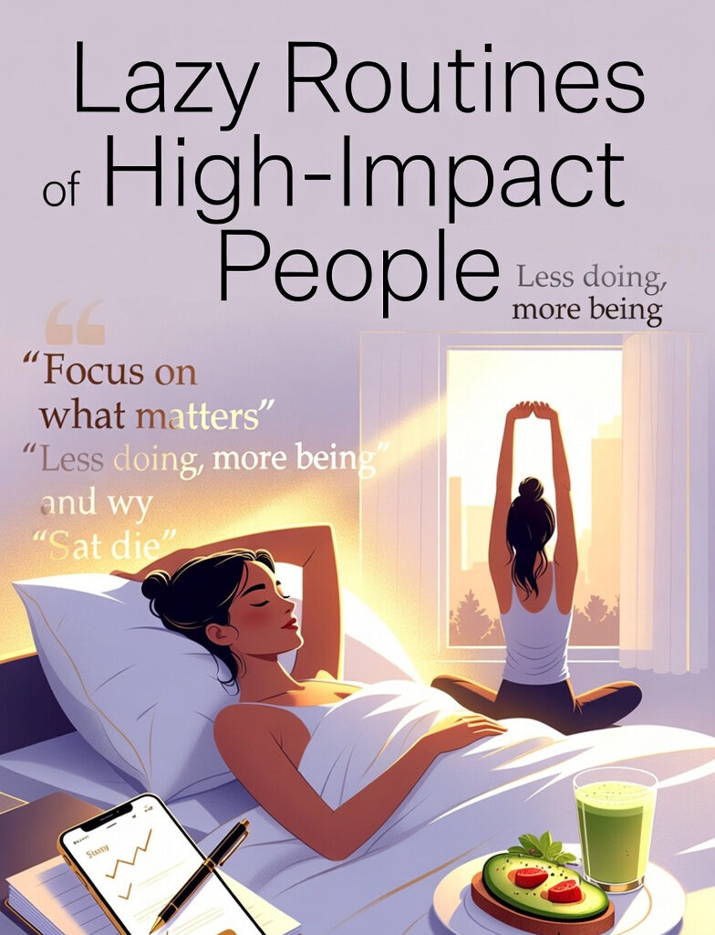 7 Lazy Routines of High-Impact People That Quietly Build Massive Success Woman practicing slow morning routine with stretching, journaling and healthy breakfast – Lazy Routines of High-Impact People