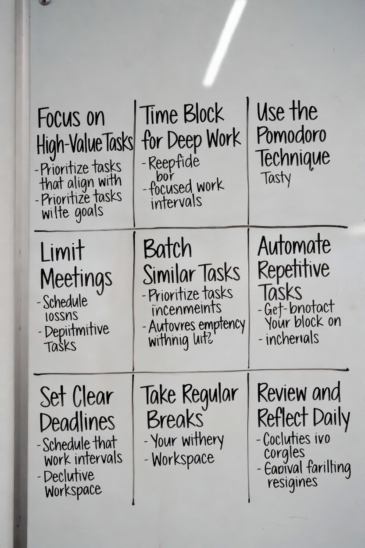 Handwritten whiteboard style infographic – 9 Powerful Productivity Metrics 2.0 Strategies Using Active Hours