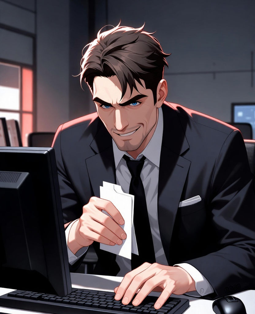 Sabotage Careers:Toxic male boss secretly deleting employee project files at desk