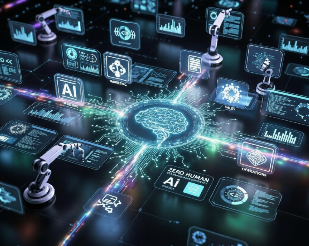 Why 5 Zero Human Strategies Transform Modern Threat Management Futuristic AI neural network dashboard for Zero Human Management