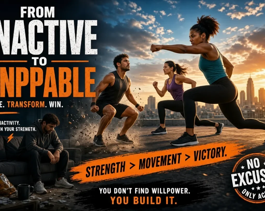 Physical Inactivity:Athletic man and woman performing powerful moves in gym