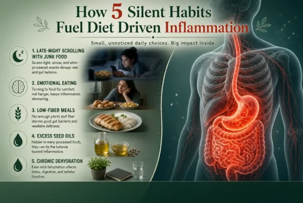 How 5 silent habits fuel diet-driven inflammation with gut inflammation graphic