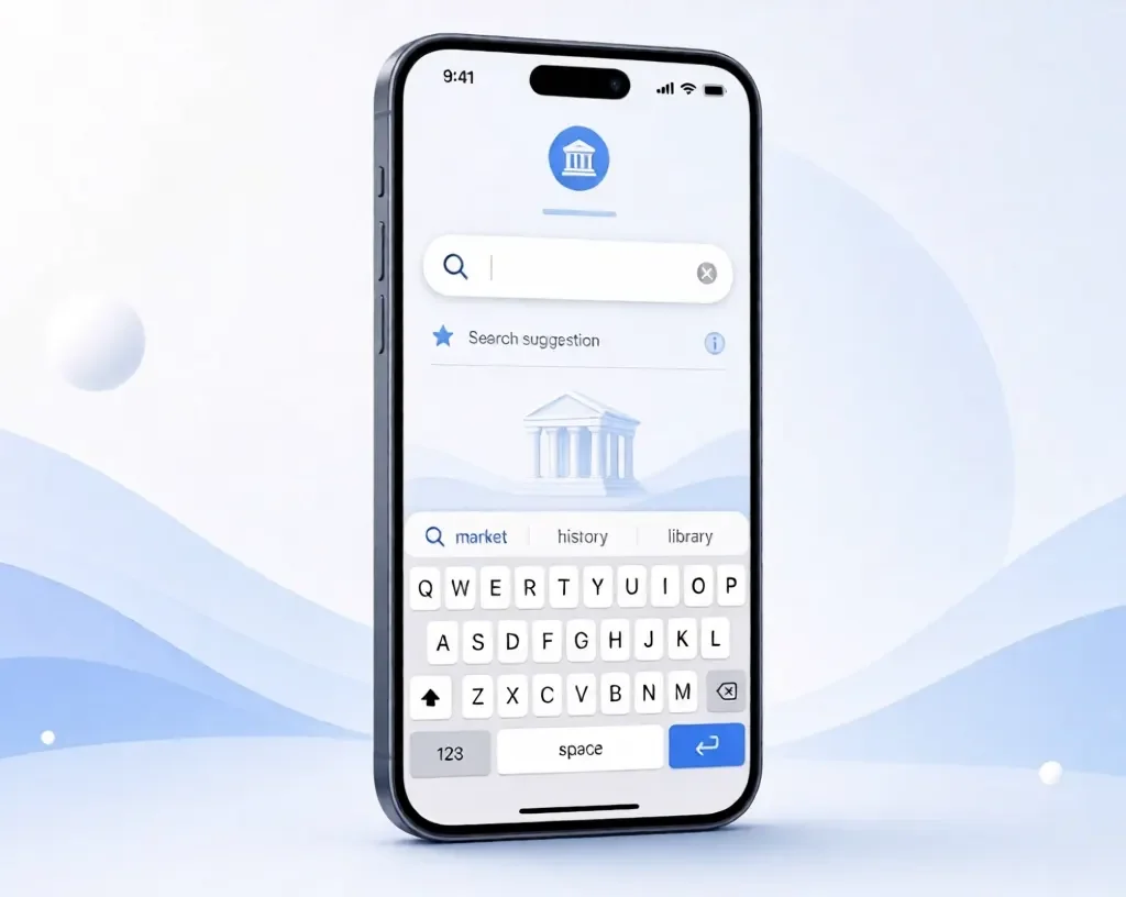 Traditional Search on MobileSmartphone showing traditional search bar and keyboard