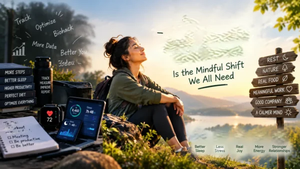 Woman embracing Anti Hustle Wellness in nature