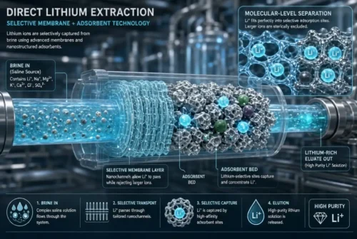 Molecular view of Direct Lithium Extraction using selective membranes and adsorbents
