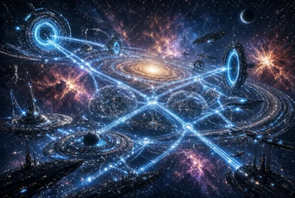 Type III civilization energy network connecting stellar engines across a galaxy