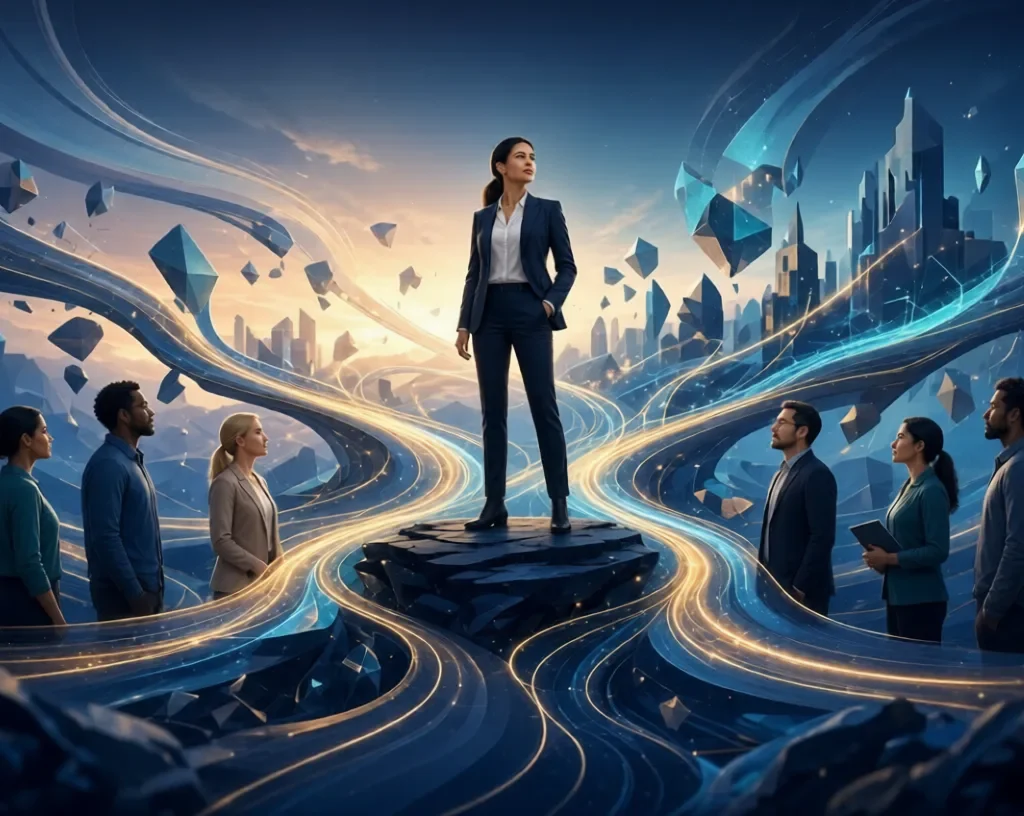 Adaptive leadership guiding diverse team through dynamic change