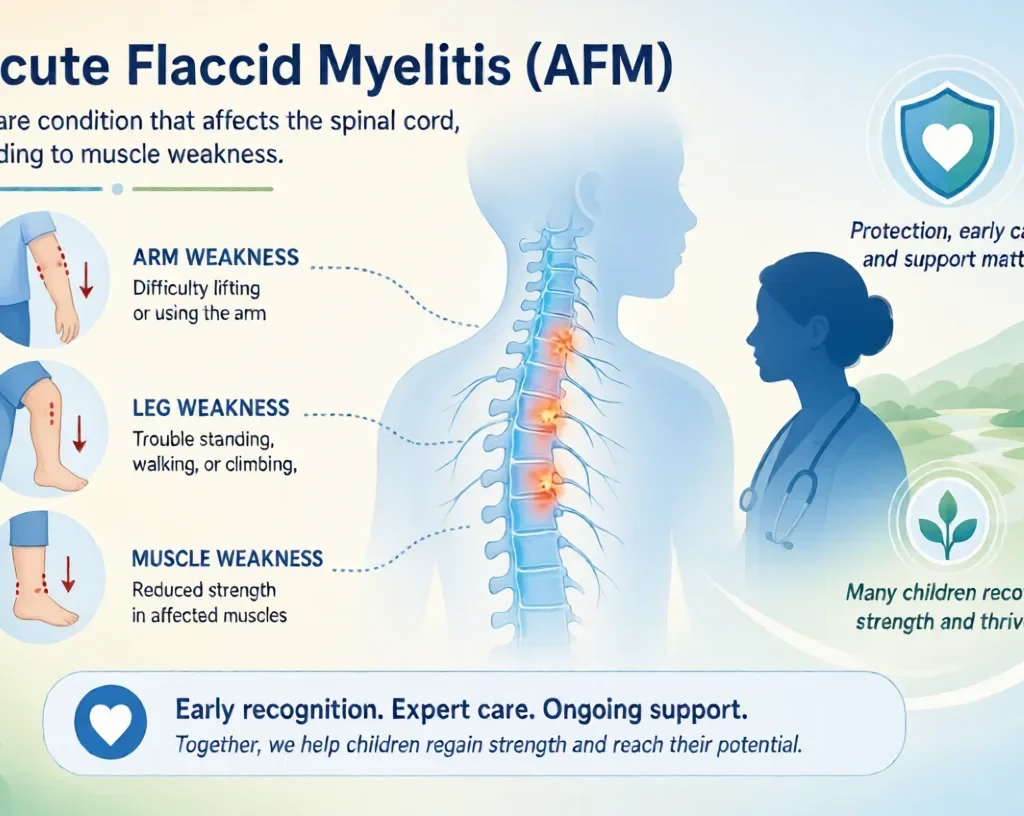 Acute Flaccid Myelitis AFM spinal cord muscle weakness awareness illustration